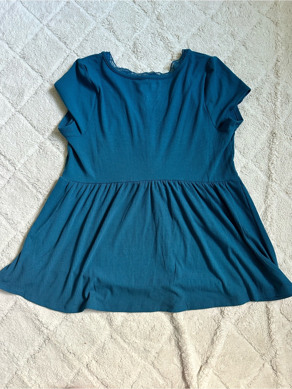 Torrid | Legion Blue Lace Trim Babydoll Top | Size 00 - Picture 4 of 7